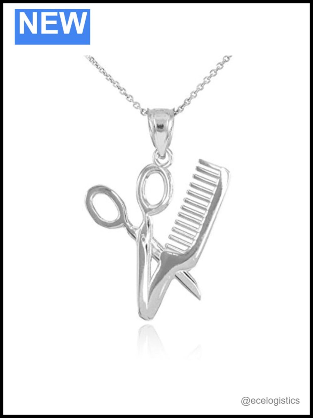 Fine .925 Sterling Silver Stylist Scissors Comb Pendant Necklace